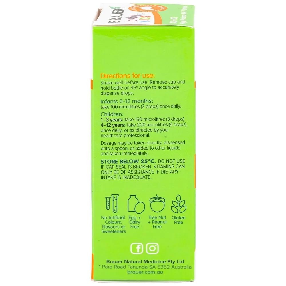 Hình ảnh Siro Brauer Baby Kids D3+k2 High Potency MK-7 Drops 10ml bổ sung vitamin D3 và vitamin K2