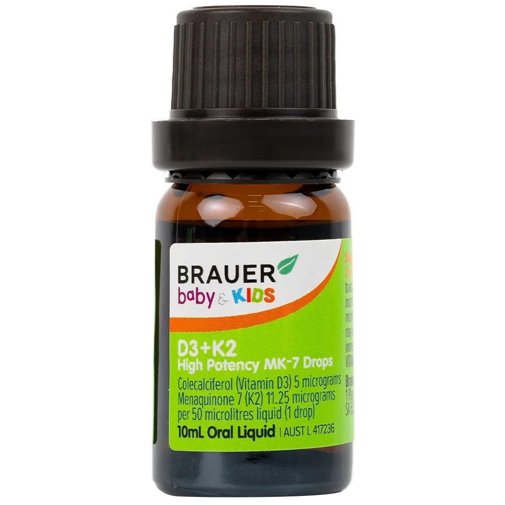 Hình ảnh Siro Brauer Baby Kids D3+k2 High Potency MK-7 Drops 10ml bổ sung vitamin D3 và vitamin K2