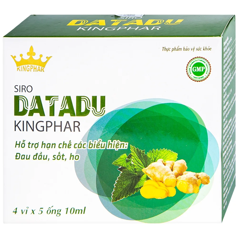Hình ảnh Siro Datadu Kingphar hỗ trợ hạn chế đau đầu, sốt, ho (4 vỉ x 5 ống x 10ml)