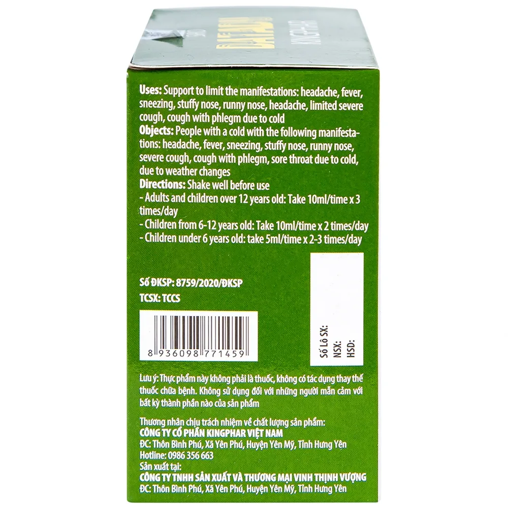 Hình ảnh Siro Datadu Kingphar hỗ trợ hạn chế đau đầu, sốt, ho (4 vỉ x 5 ống x 10ml)
