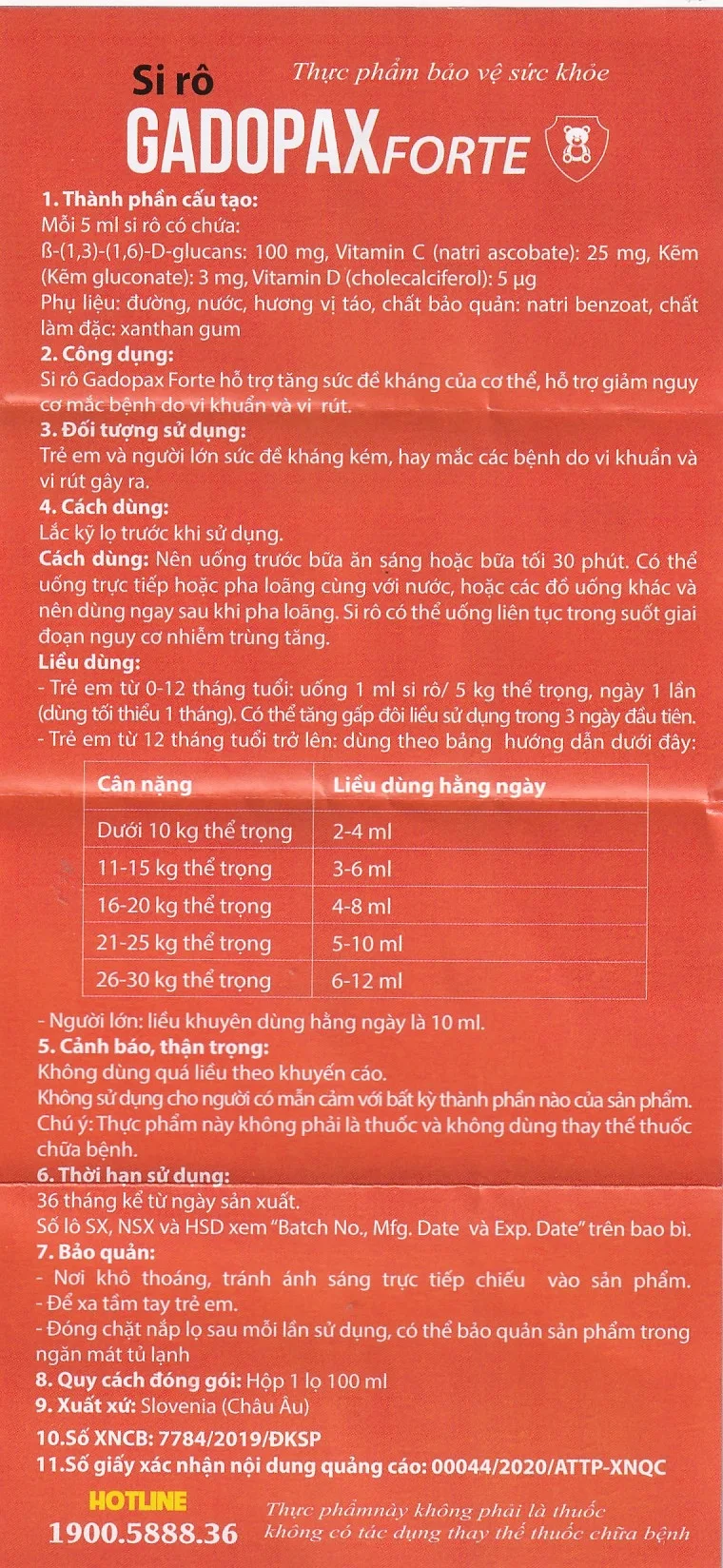 Hình ảnh Siro Gadopax Forte hỗ trợ tăng sức đề kháng của cơ thể (100ml)