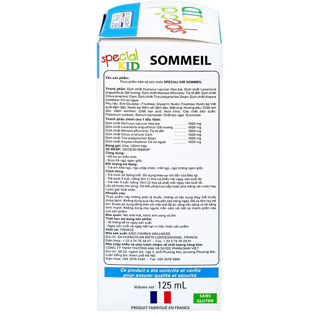 Hình ảnh Siro Special Kid Sommeil hỗ trợ an thần kinh, giúp trẻ ngủ ngon giấc (125ml)