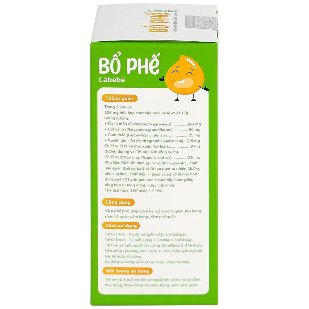 Hình ảnh Siro Bổ Phế Lábebé 120ml hỗ trợ bổ phế, giảm ho, giảm đờm, giảm đau họng