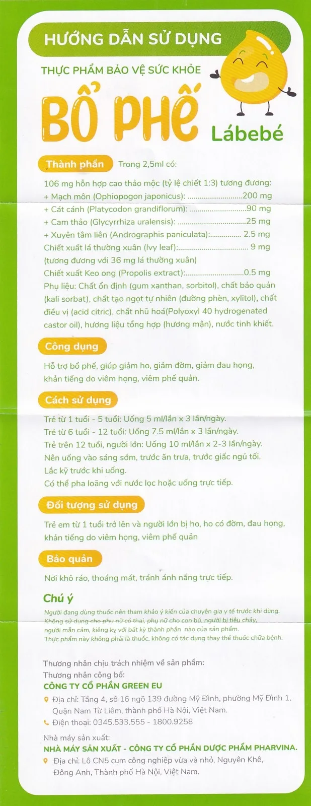 Hình ảnh Siro Bổ Phế Lábebé 120ml hỗ trợ bổ phế, giảm ho, giảm đờm, giảm đau họng