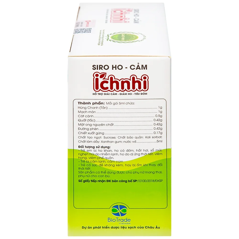 Hình ảnh Siro ho cảm Ích Nhi Nam Dược hỗ trợ giải cảm, giảm ho, tiêu đờm (30 gói x 5ml)