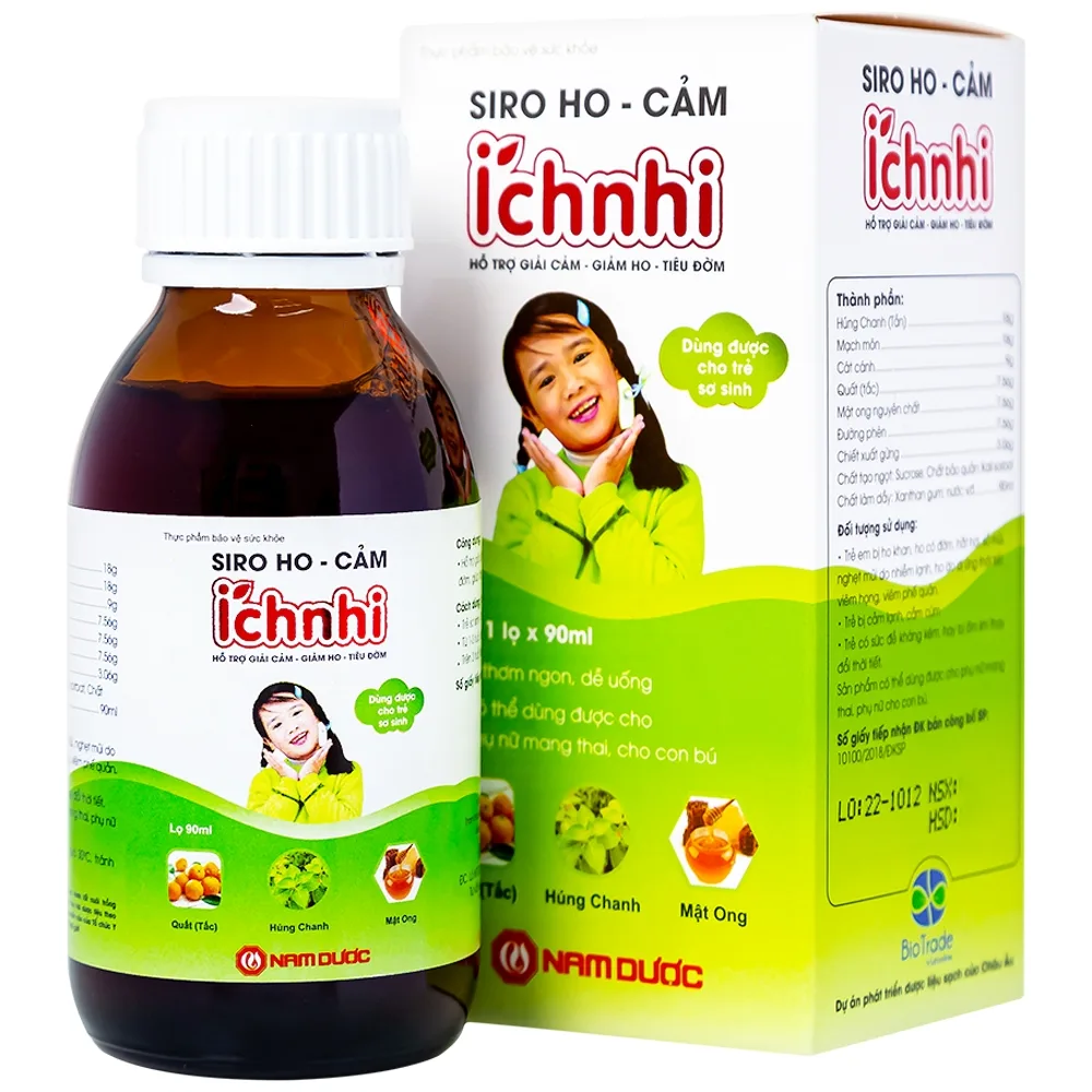 Hình ảnh Siro ho cảm Ích Nhi Nam Dược hỗ trợ giải cảm, giảm ho, tiêu đờm (90ml)