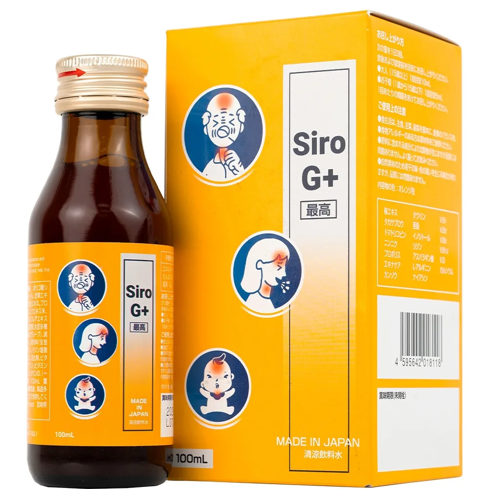 Hình ảnh Thực phẩm bảo vệ sức khỏe SIRO G+ Kenko hỗ trợ tăng đề kháng, giảm các triệu chứng trên đường hô hấp trên (100ml)