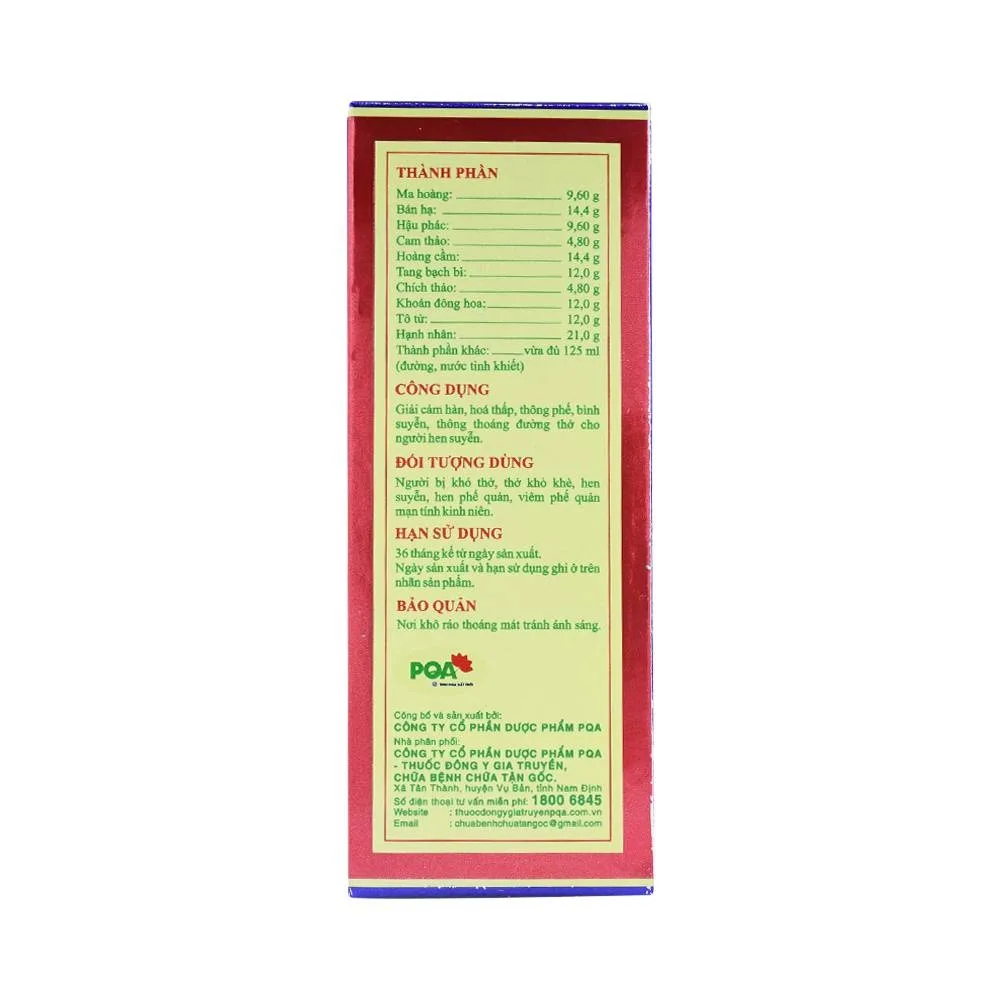 Hình ảnh Siro PQA dùng cho người hen suyễn (125ml)