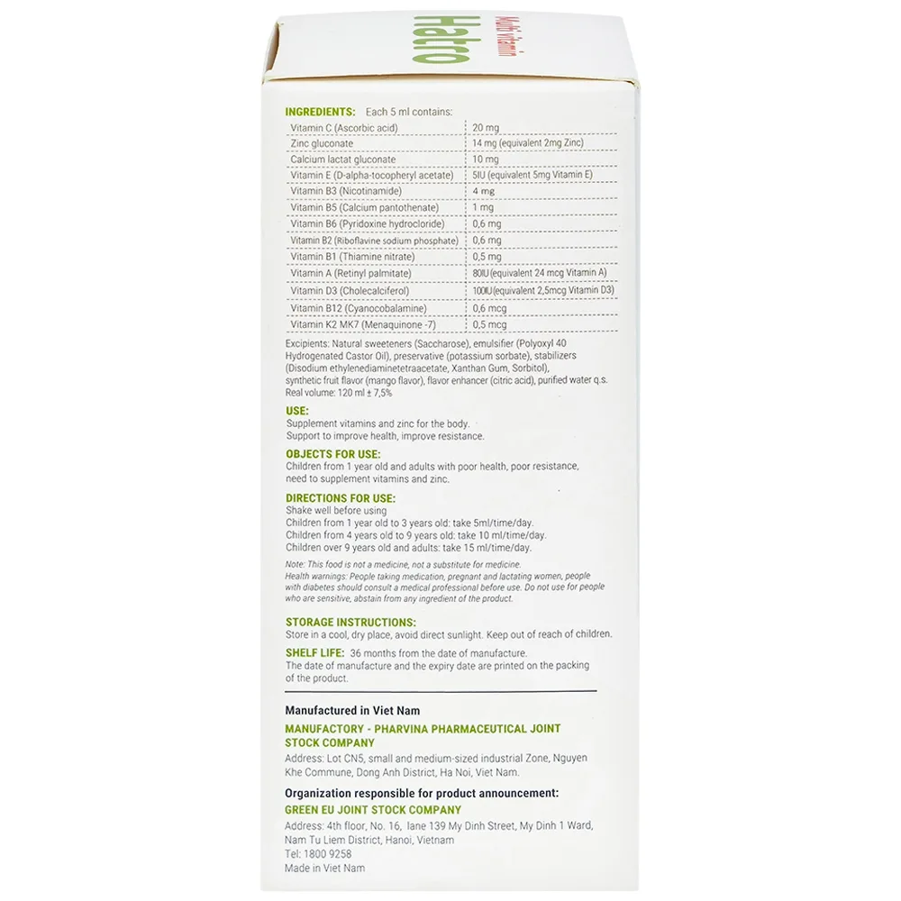 Hình ảnh Siro Multi Vitamin Hatro hỗ trợ tăng cường sức khỏe, nâng cao sức đề kháng (120ml) 