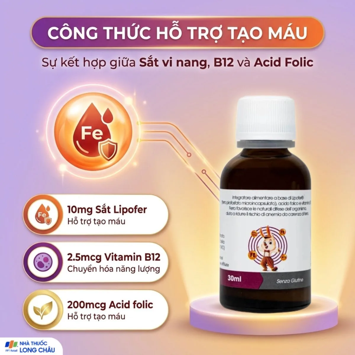 Hình ảnh Siro hỗ trợ tạo máu Smartbibi Fesom (30ml)