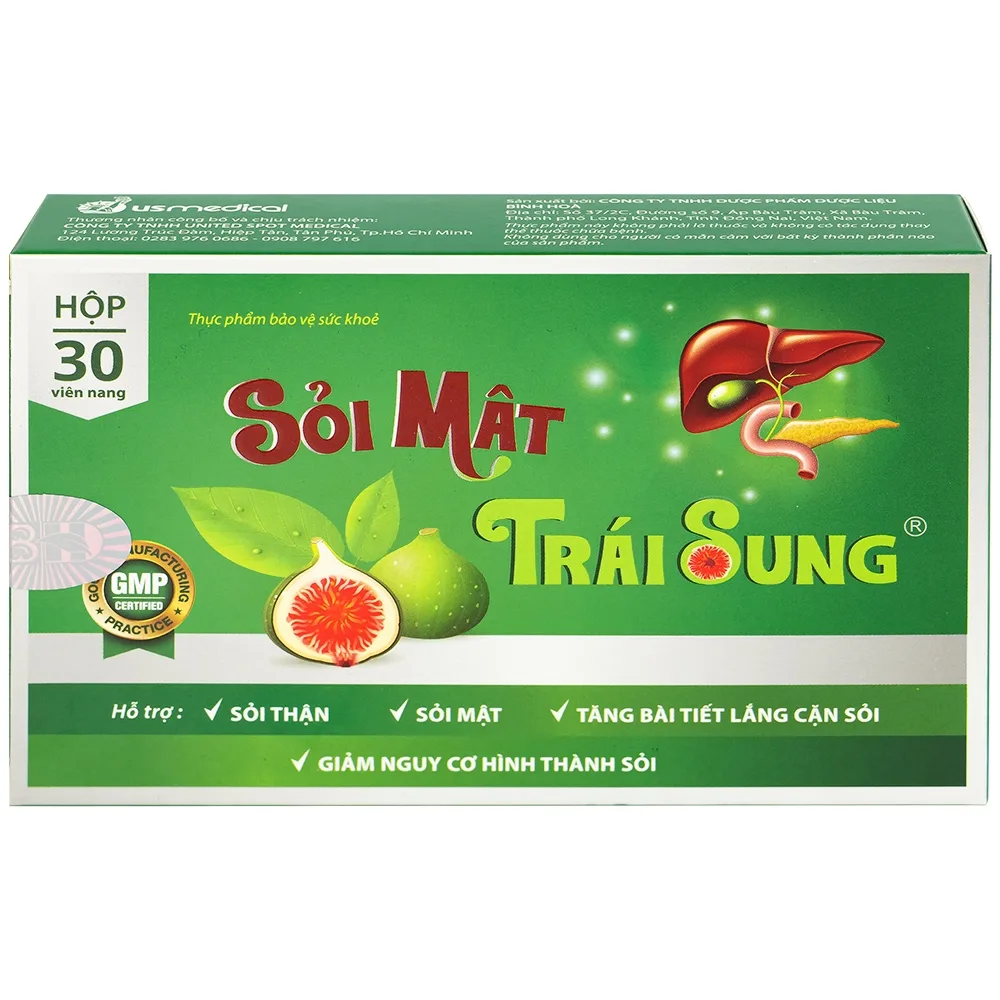 Hình ảnh Viên uống Sỏi Mật Trái Sung usmedical hỗ trợ lợi tiểu, tăng bài tiết lắng cặn sỏi (3 vỉ x 10 viên)