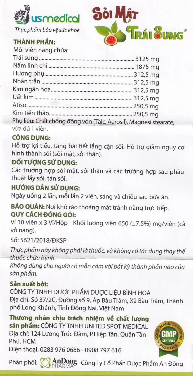 Hình ảnh Viên uống Sỏi Mật Trái Sung usmedical hỗ trợ lợi tiểu, tăng bài tiết lắng cặn sỏi (3 vỉ x 10 viên)