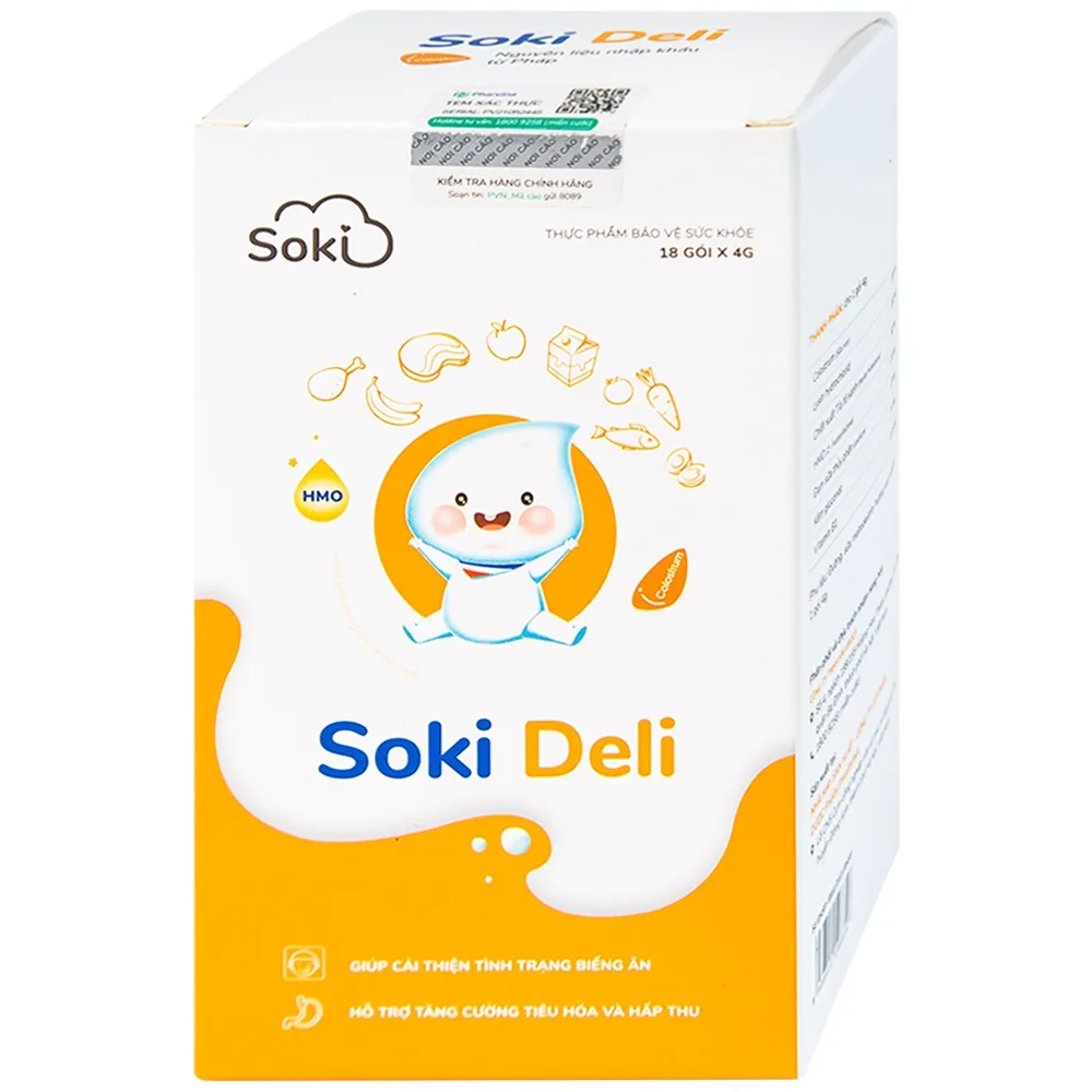 Hình ảnh Bột hòa tan Soki Deli cải thiện tình trạng biếng ăn, tăng cường tiêu hóa và hấp thu (18 gói x 4g)