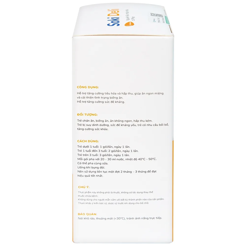 Hình ảnh Bột hòa tan Soki Deli cải thiện tình trạng biếng ăn, tăng cường tiêu hóa và hấp thu (18 gói x 4g)