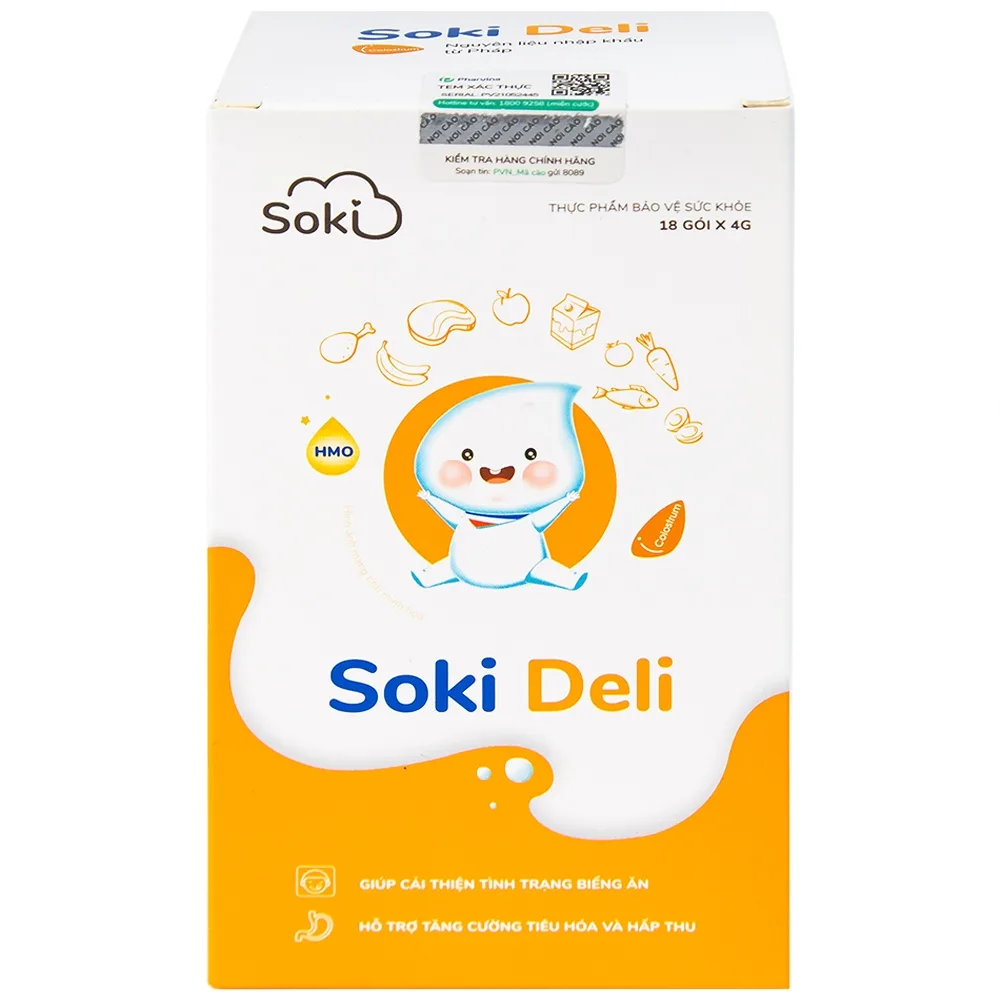 Hình ảnh Bột hòa tan Soki Deli cải thiện tình trạng biếng ăn, tăng cường tiêu hóa và hấp thu (18 gói x 4g)