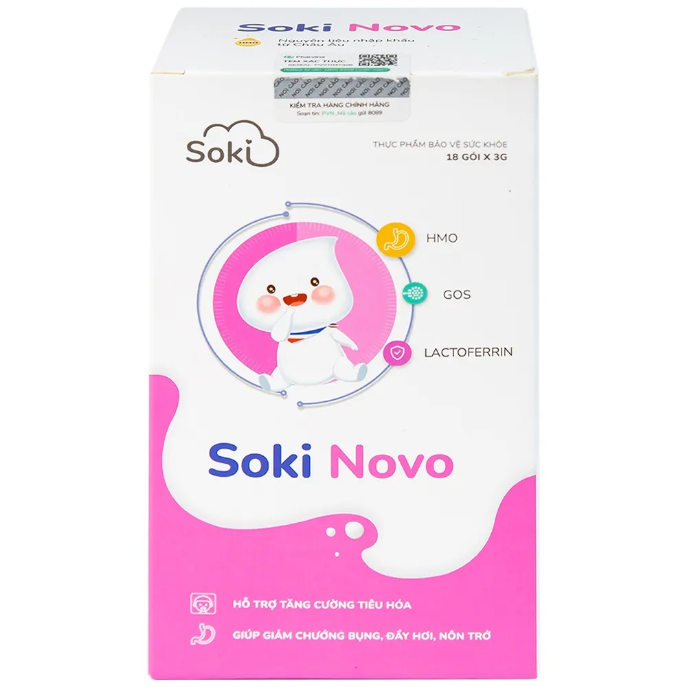 Hình ảnh Bột hòa tan Soki Novo hỗ trợ tăng cường tiêu hóa, giúp giảm chướng bụng (18 gói x 3g)