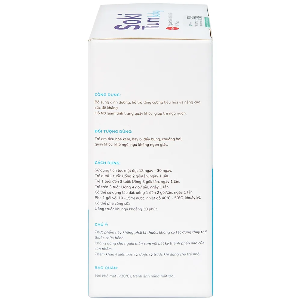 Hình ảnh Bột hòa tan Soki Tium Baby hỗ trợ giúp ngủ ngon, tăng cường tiêu hóa (12 gói x 3g)