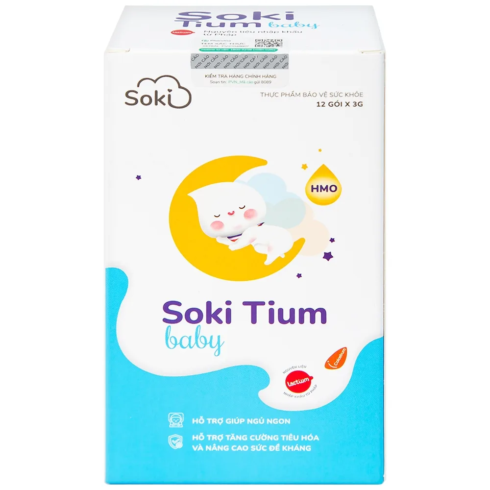 Hình ảnh Bột hòa tan Soki Tium Baby hỗ trợ giúp ngủ ngon, tăng cường tiêu hóa (12 gói x 3g)