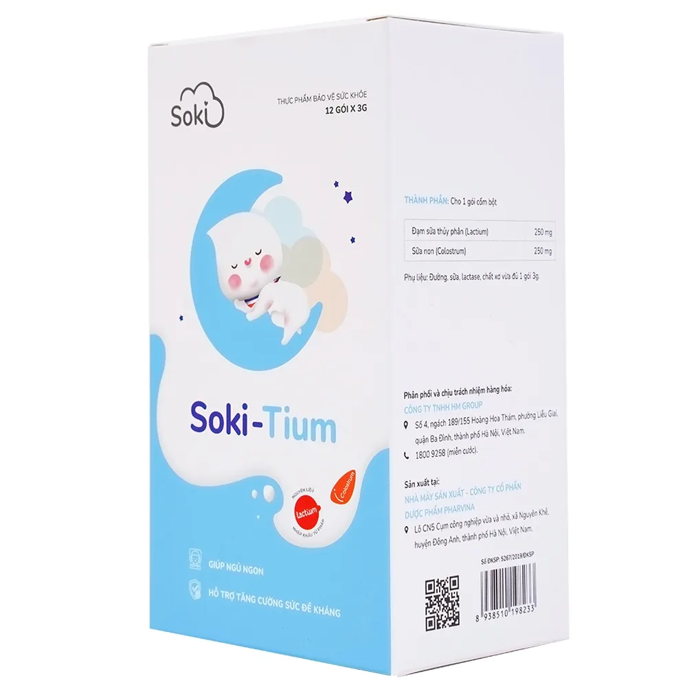 Hình ảnh Bột hòa tan Soki-Tium giúp ngủ ngon, tăng sức đề kháng (12 gói x 3g)