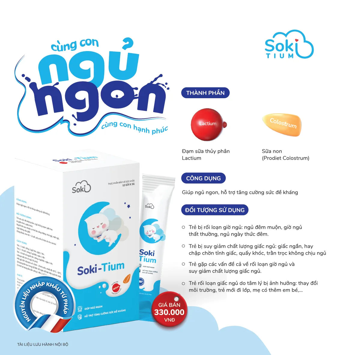 Hình ảnh Bột hòa tan Soki-Tium giúp ngủ ngon, tăng sức đề kháng (12 gói x 3g)