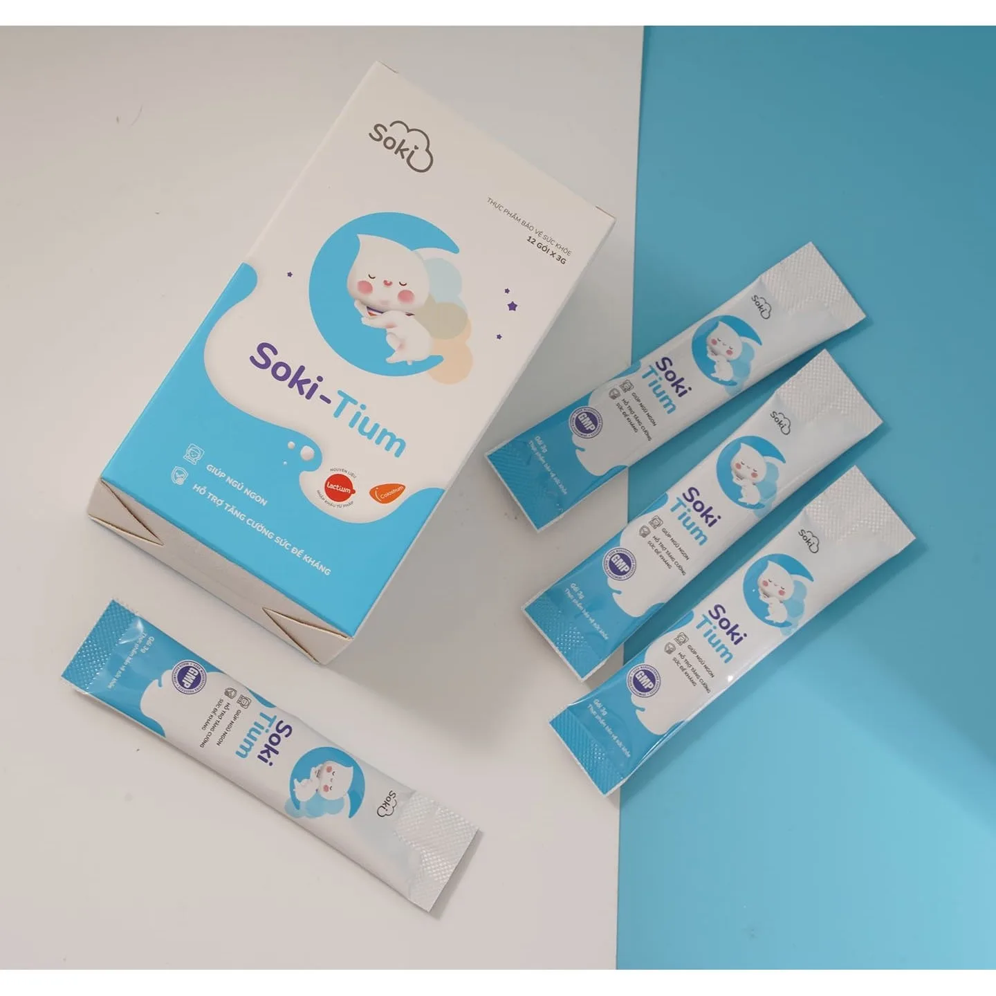 Hình ảnh Bột hòa tan Soki-Tium giúp ngủ ngon, tăng sức đề kháng (12 gói x 3g)