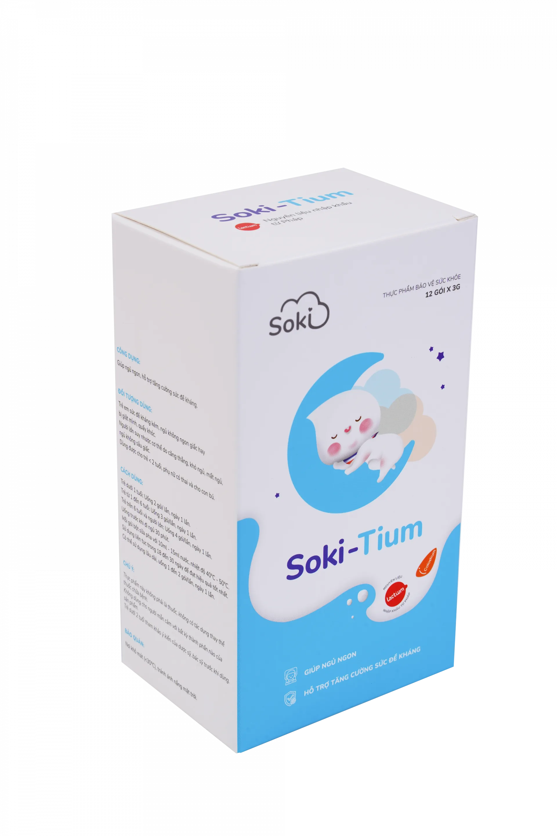 Hình ảnh Bột hòa tan Soki-Tium giúp ngủ ngon, tăng sức đề kháng (12 gói x 3g)