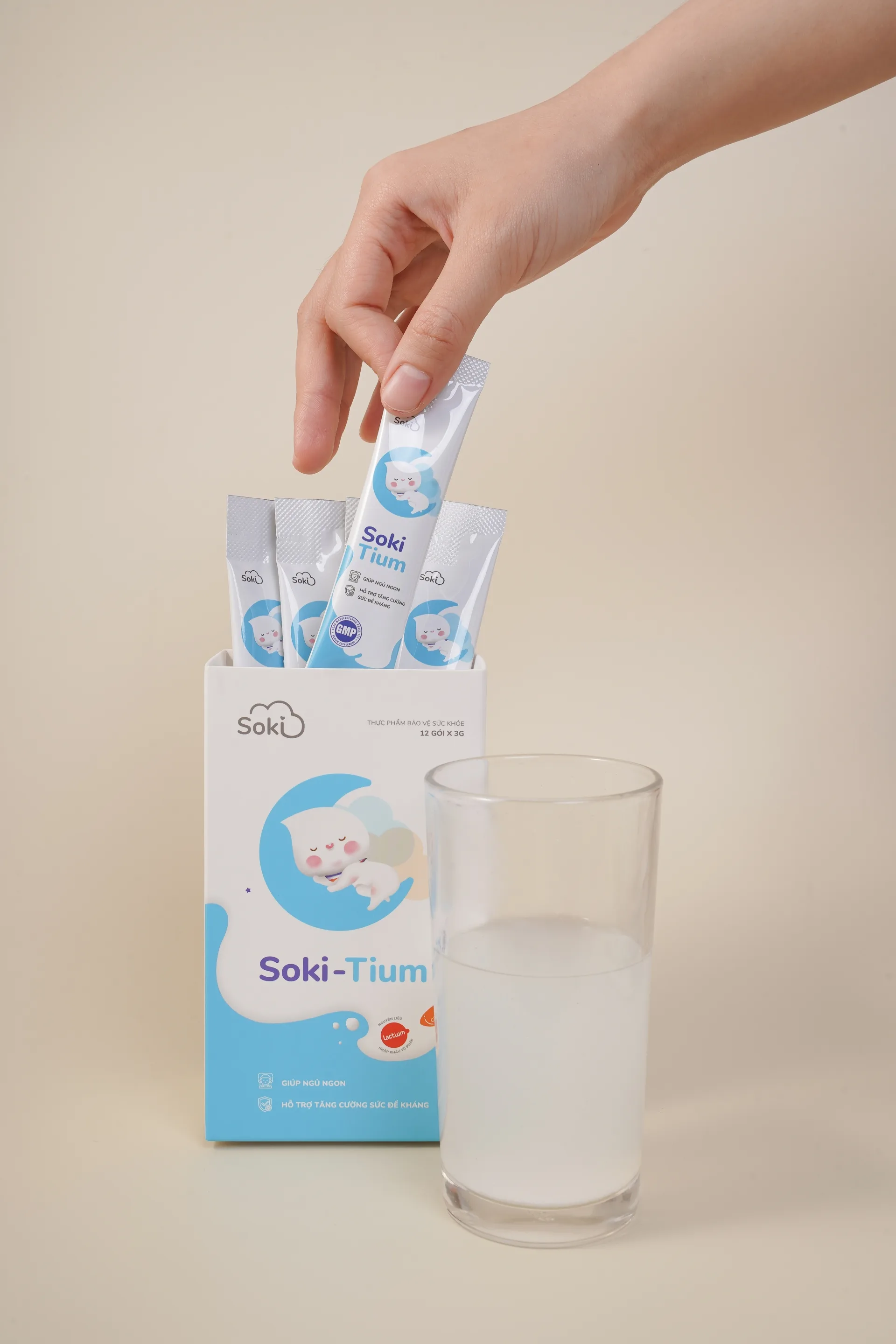 Hình ảnh Bột hòa tan Soki-Tium giúp ngủ ngon, tăng sức đề kháng (12 gói x 3g)