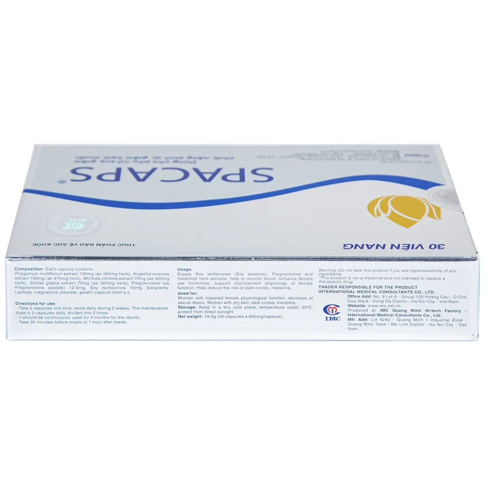 Hình ảnh Viên uống Spacaps IMC giúp bổ huyết, tăng nội tiết tố nữ (3 vỉ x 10 viên)