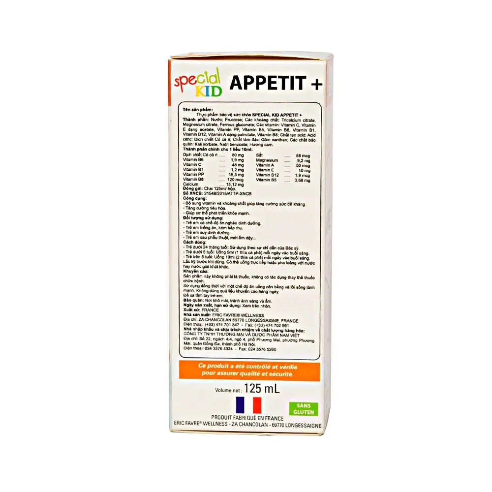Hình ảnh Siro Special Kid Appeti+ bổ sung các vitamin và khoáng chất, hỗ trợ tiêu hóa tốt (125ml)