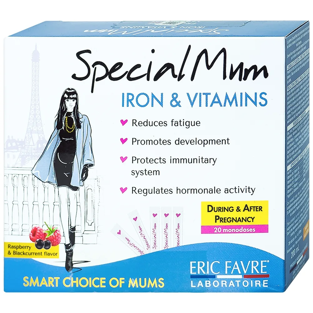 Hình ảnh Dung dịch uống Special Mum Iron & Vitamins Eric Favre bổ sung sắt và vitamin (20 gói)