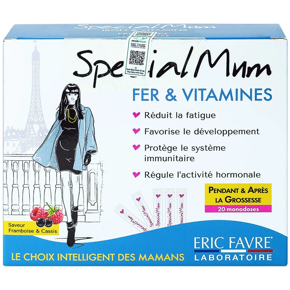Hình ảnh Dung dịch uống Special Mum Iron & Vitamins Eric Favre bổ sung sắt và vitamin (20 gói)