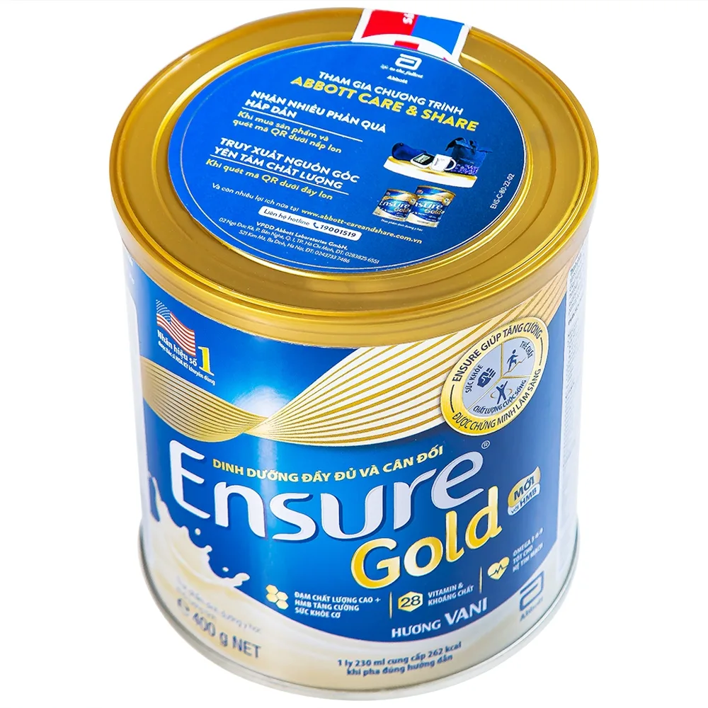 Hình ảnh Sữa bột Ensure Gold Abbott hương vani bổ sung dinh dưỡng, vitamin, khoáng chất cho cơ thể (400g) 