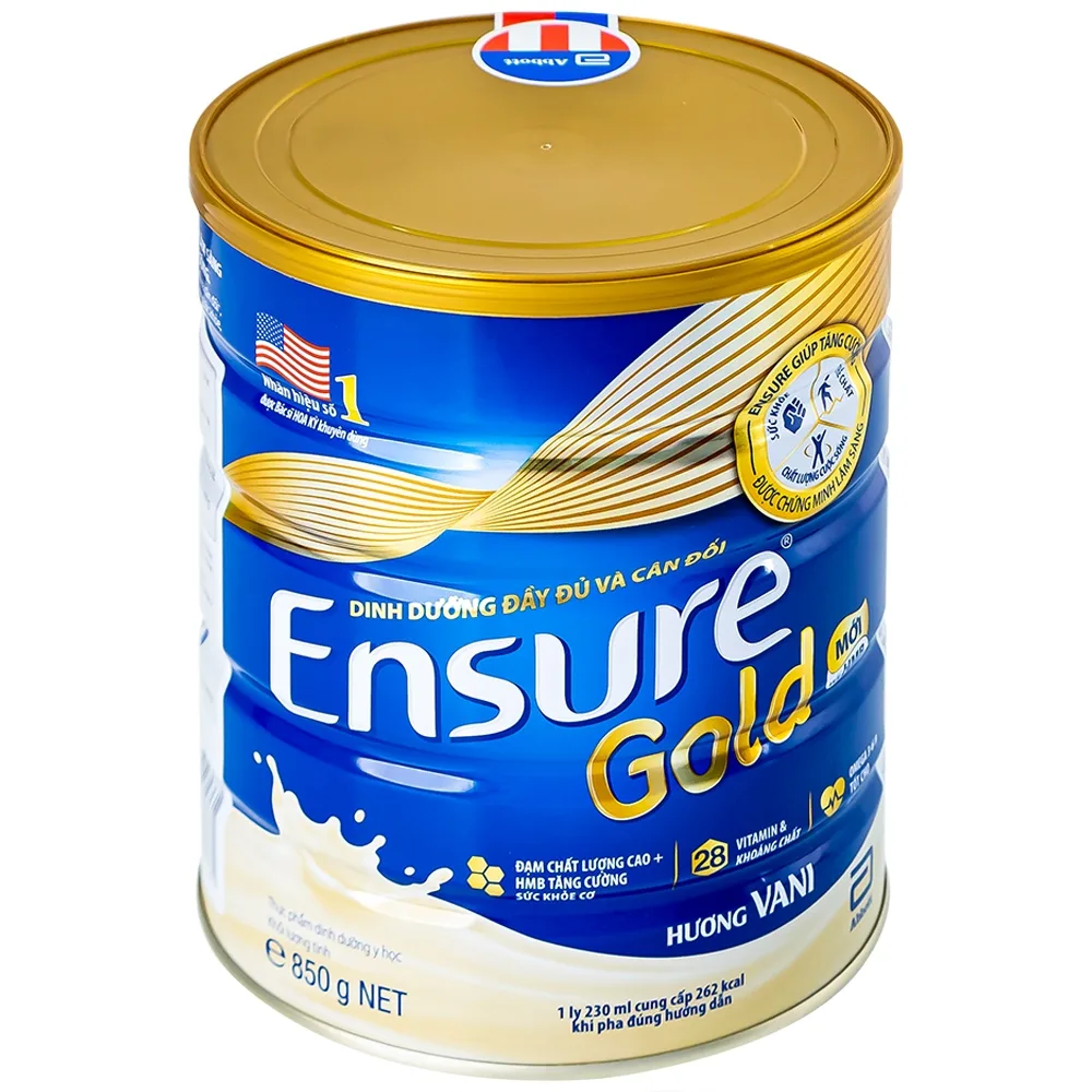 Hình ảnh Sữa bột Ensure Gold Abbott hương vani bổ sung dinh dưỡng, vitamin, khoáng chất cho cơ thể (850g) 