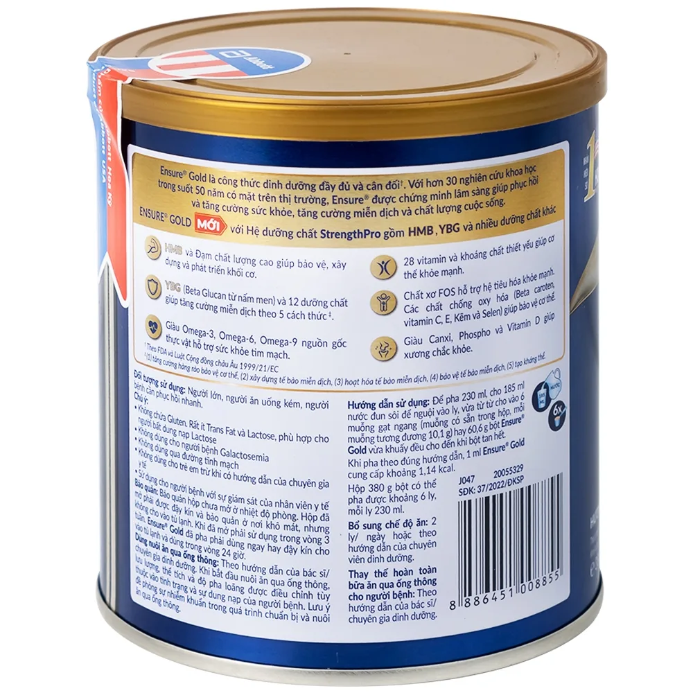 Hình ảnh Sữa bột Ensure Gold StrengthPro Abbott hương vani tăng cường sức khỏe khối cơ, tăng miễn dịch (380g)