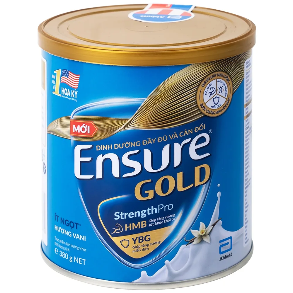 Hình ảnh Sữa bột Ensure Gold StrengthPro Abbott hương vani, ít ngọt, tăng cường sức khỏe khối cơ, tăng miễn dịch (380g)