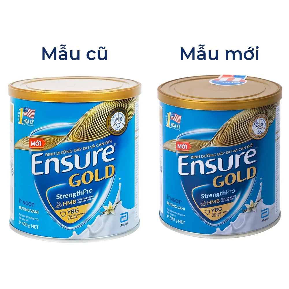 Hình ảnh Sữa bột Ensure Gold StrengthPro Abbott hương vani, ít ngọt, tăng cường sức khỏe khối cơ, tăng miễn dịch (380g)