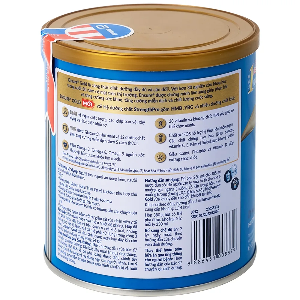 Hình ảnh Sữa bột Ensure Gold StrengthPro Abbott hương vani, ít ngọt, tăng cường sức khỏe khối cơ, tăng miễn dịch (380g)