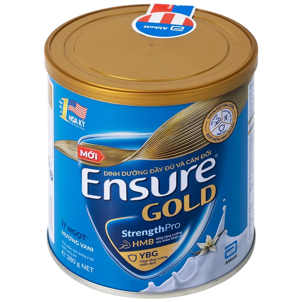 Hình ảnh Sữa bột Ensure Gold StrengthPro Abbott hương vani, ít ngọt, tăng cường sức khỏe khối cơ, tăng miễn dịch (380g)