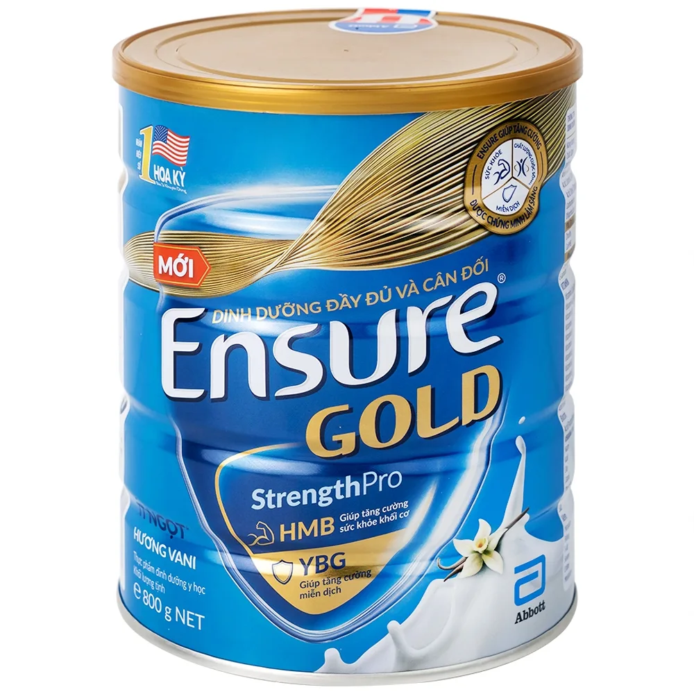 Hình ảnh Sữa bột Ensure Gold StrengthPro Abbott hương vani, ít ngọt, tăng cường sức khỏe khối cơ, tăng miễn dịch (800g)