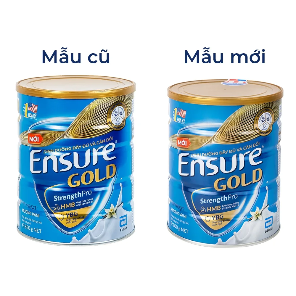 Hình ảnh Sữa bột Ensure Gold StrengthPro Abbott hương vani, ít ngọt, tăng cường sức khỏe khối cơ, tăng miễn dịch (800g)