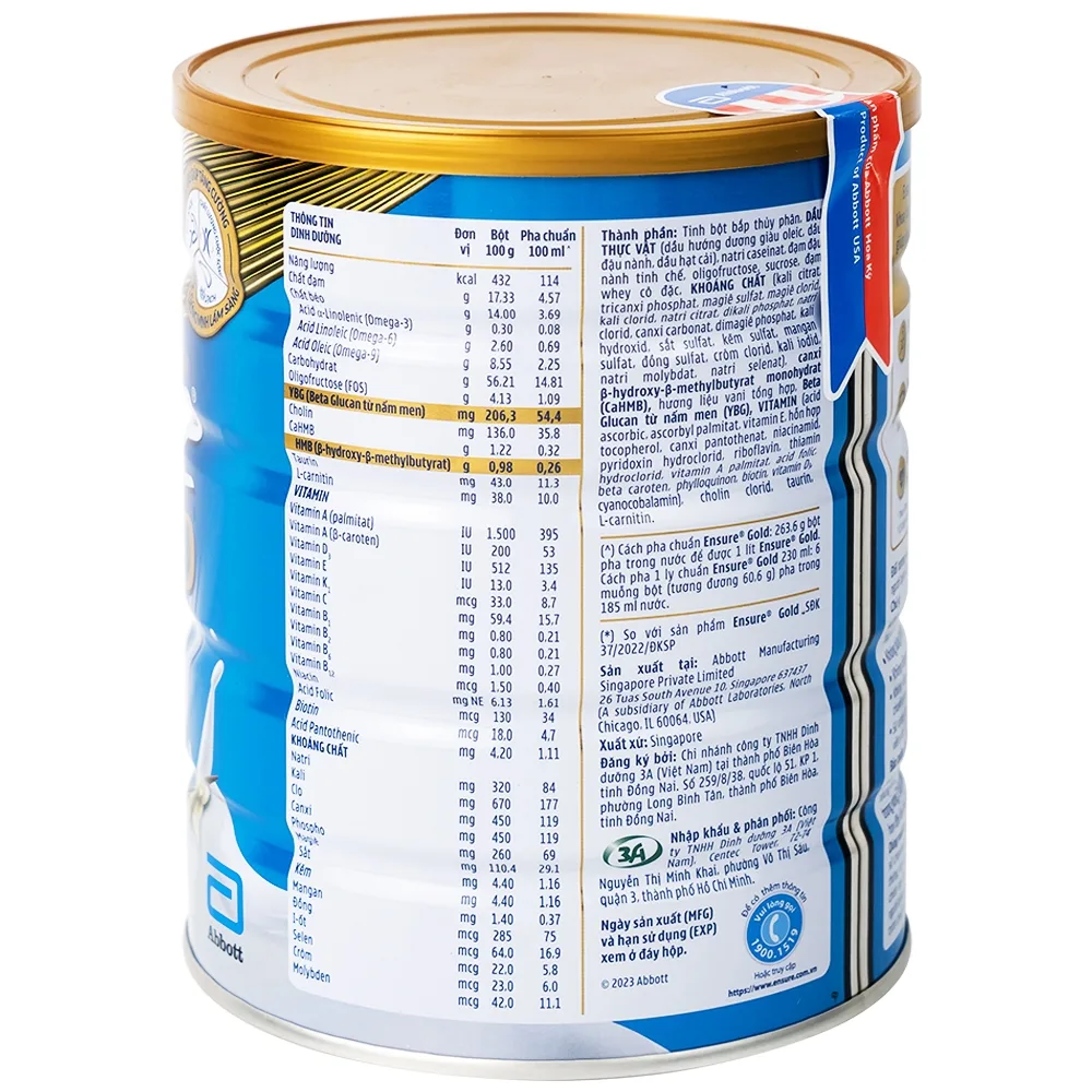 Hình ảnh Sữa bột Ensure Gold StrengthPro Abbott hương vani, ít ngọt, tăng cường sức khỏe khối cơ, tăng miễn dịch (800g)
