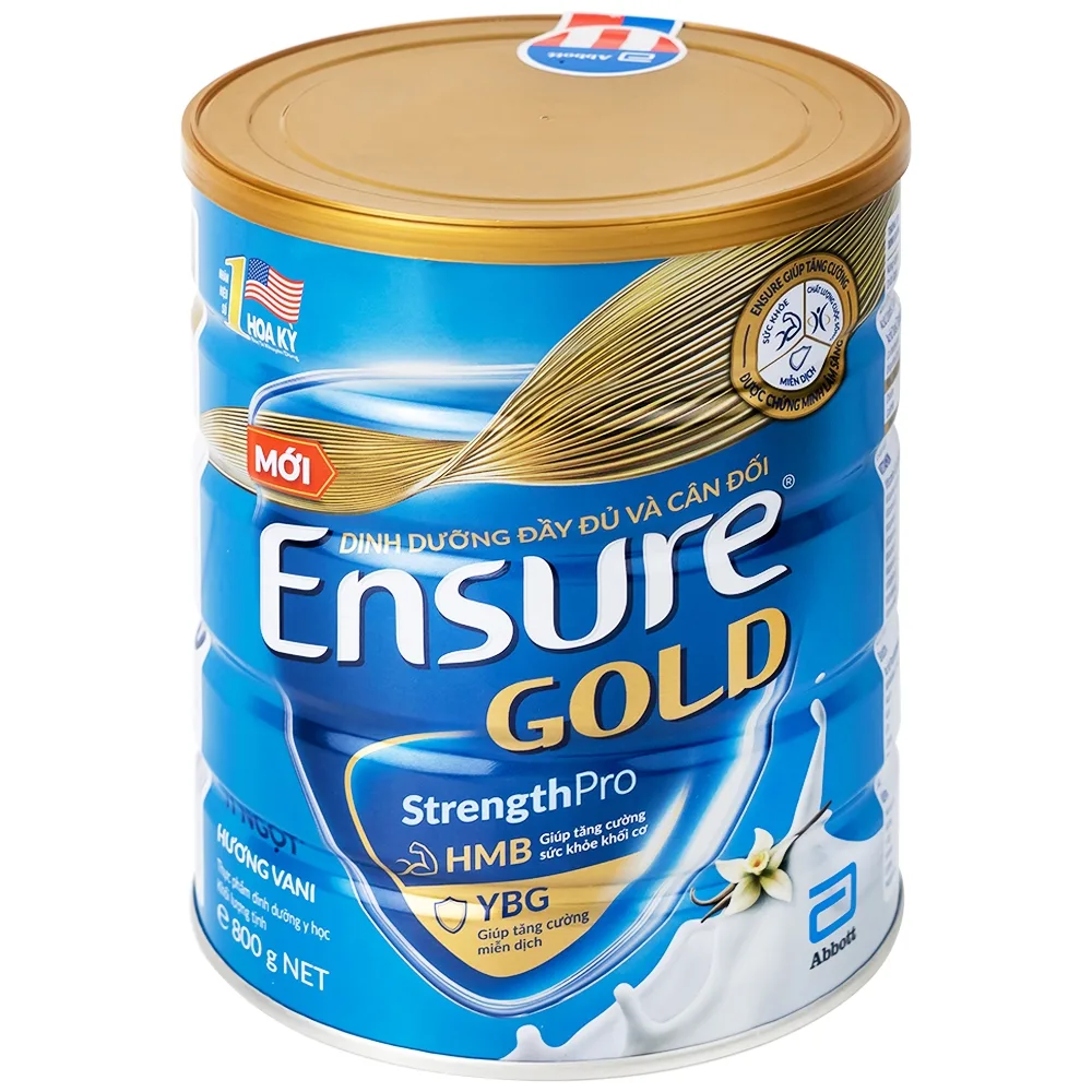Hình ảnh Sữa bột Ensure Gold StrengthPro Abbott hương vani, ít ngọt, tăng cường sức khỏe khối cơ, tăng miễn dịch (800g)