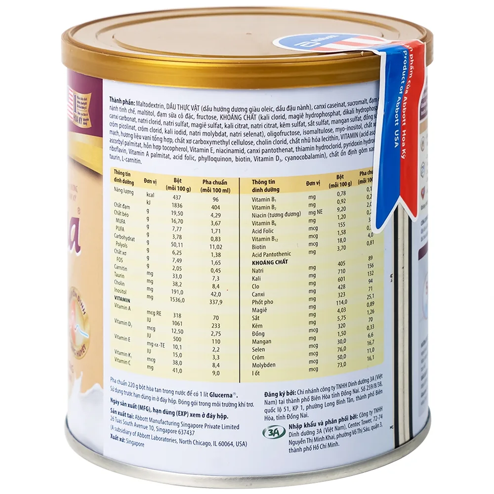 Hình ảnh Sữa bột Glucerna Abbott bổ sung dinh dưỡng đặc biệt cho người đái tháo đường (380g)