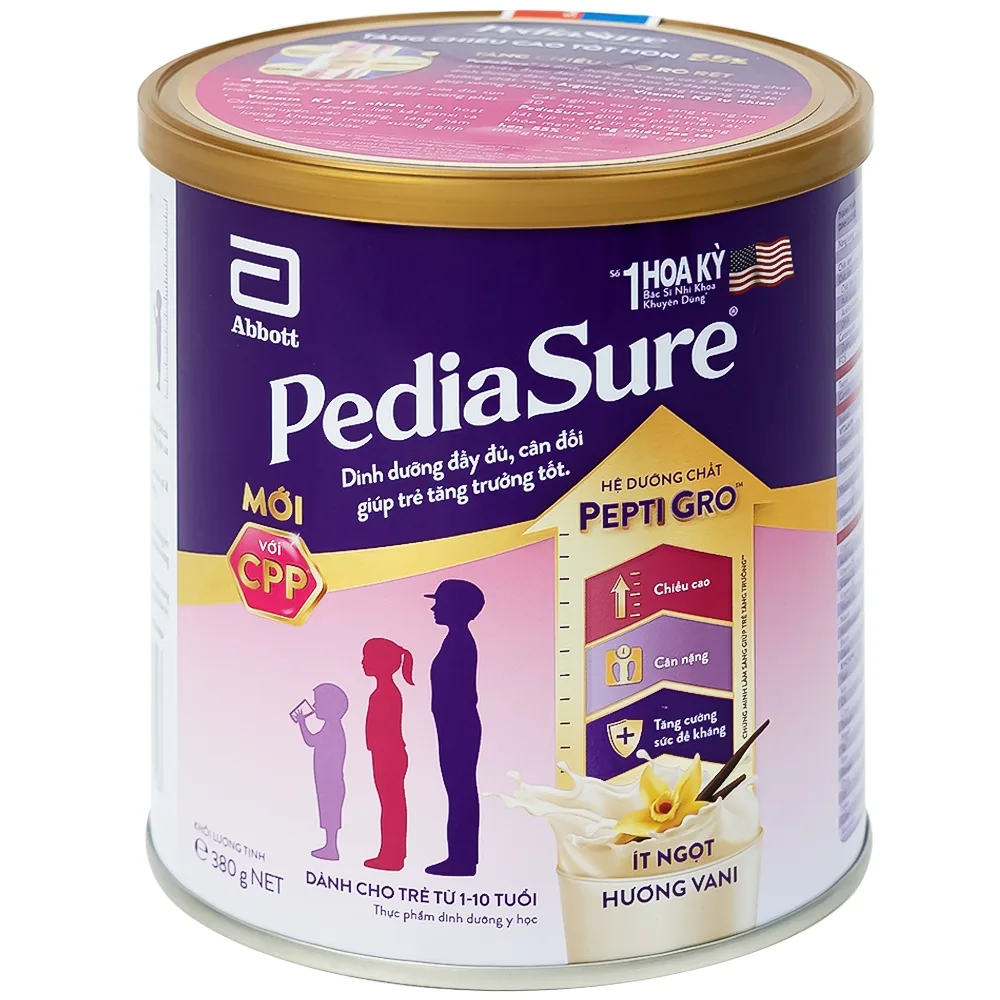 Hình ảnh Sữa bột PediaSure 380g Abbott hương vani bổ sung dinh dưỡng cho bé từ 1-10 tuổi