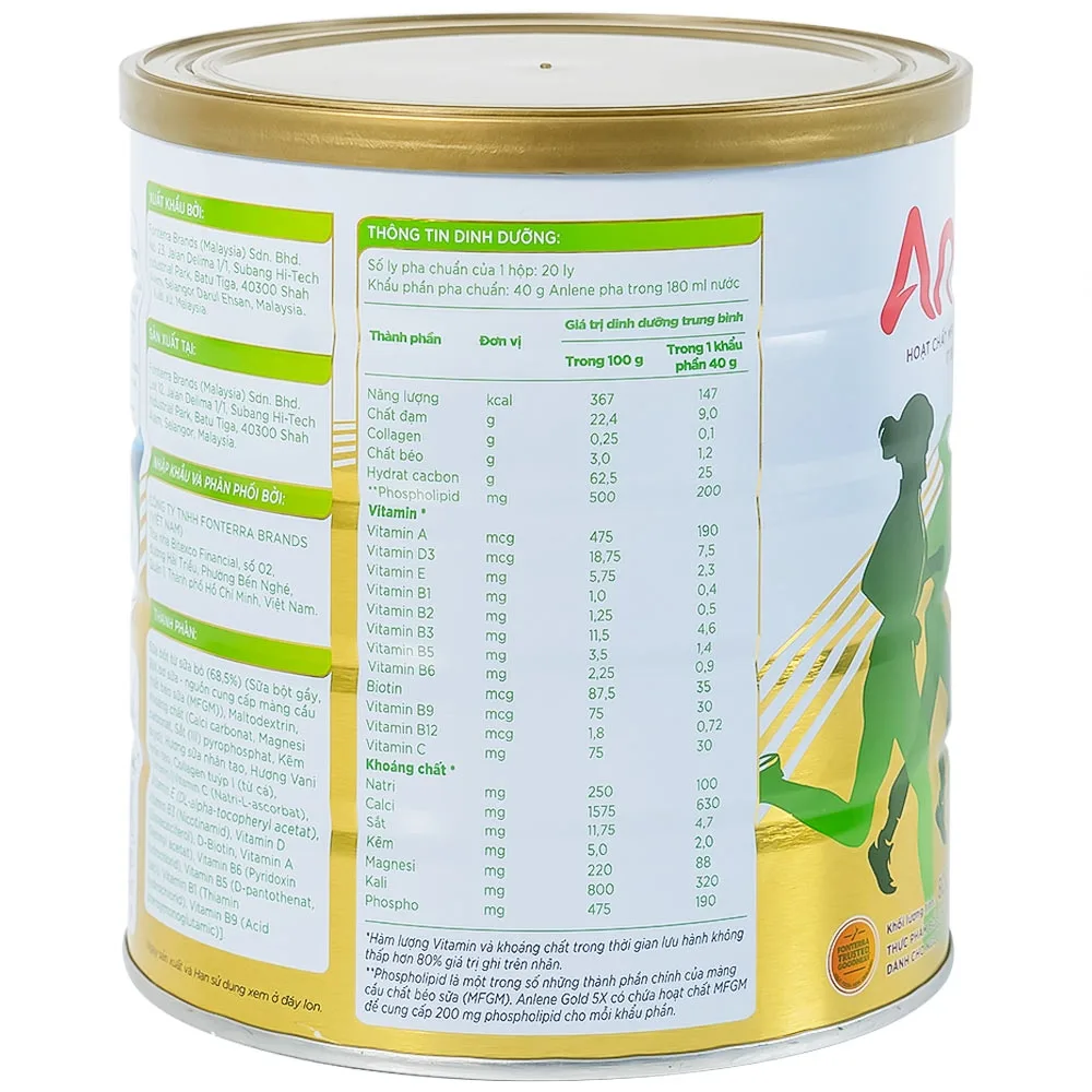 Hình ảnh Sữa Anlene Gold 5X hương vani tăng cường sức khỏe cơ-xương-khớp dành cho người trên 40 tuổi (800g)