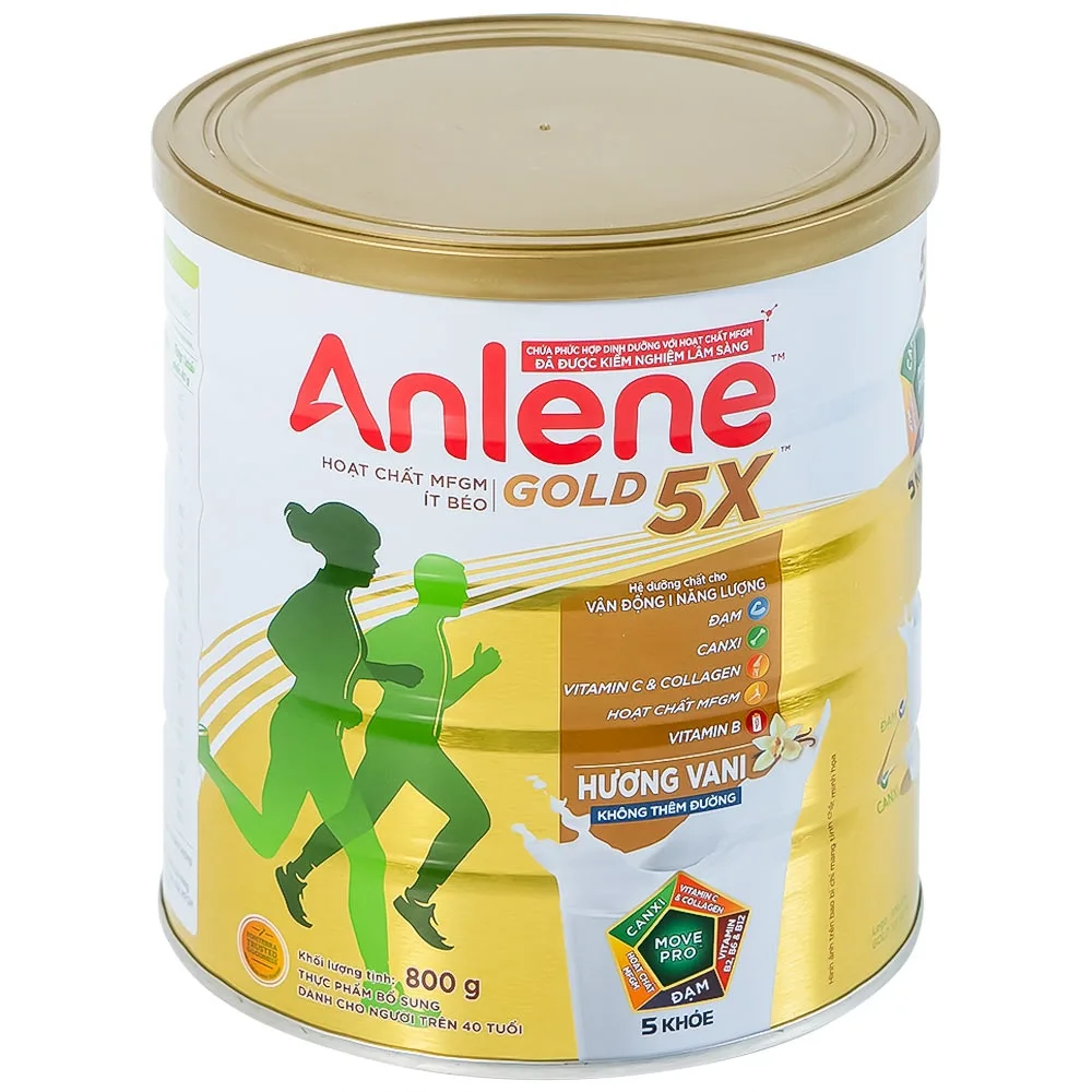 Hình ảnh Sữa Anlene Gold 5X hương vani tăng cường sức khỏe cơ-xương-khớp dành cho người trên 40 tuổi (800g)