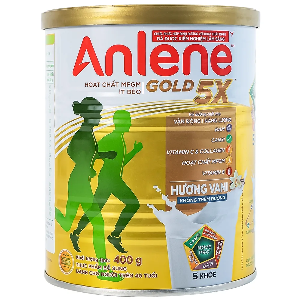 Hình ảnh Sữa Anlene Gold 5X hương vani tăng cường sức khỏe cơ-xương-khớp dành cho người trên 40 tuổi (400g)