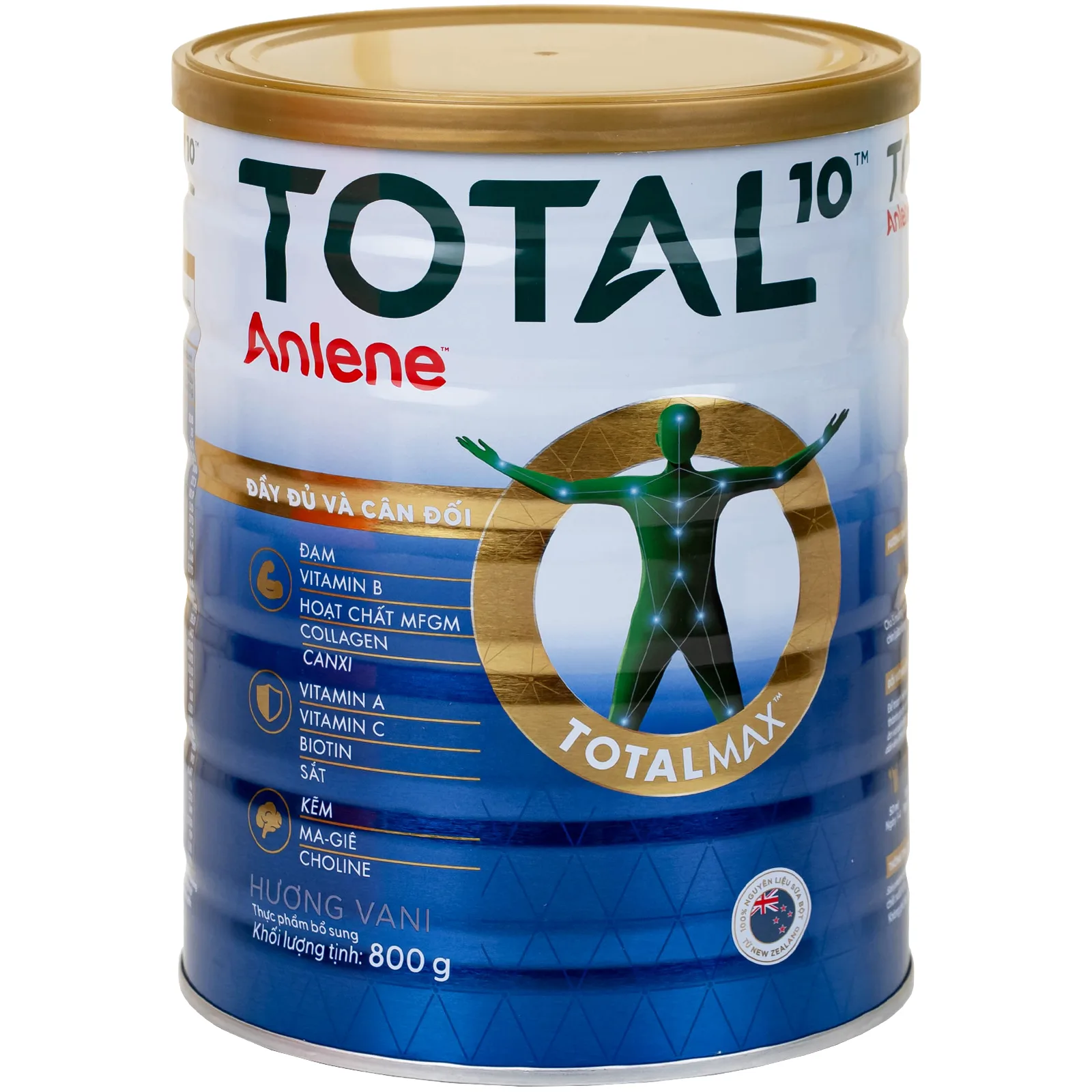 Hình ảnh Sữa Anlene Total 10 hương vani bổ sung hệ dưỡng chất cho vận động, tiêu hóa cho người trên 40 tuổi (800g)