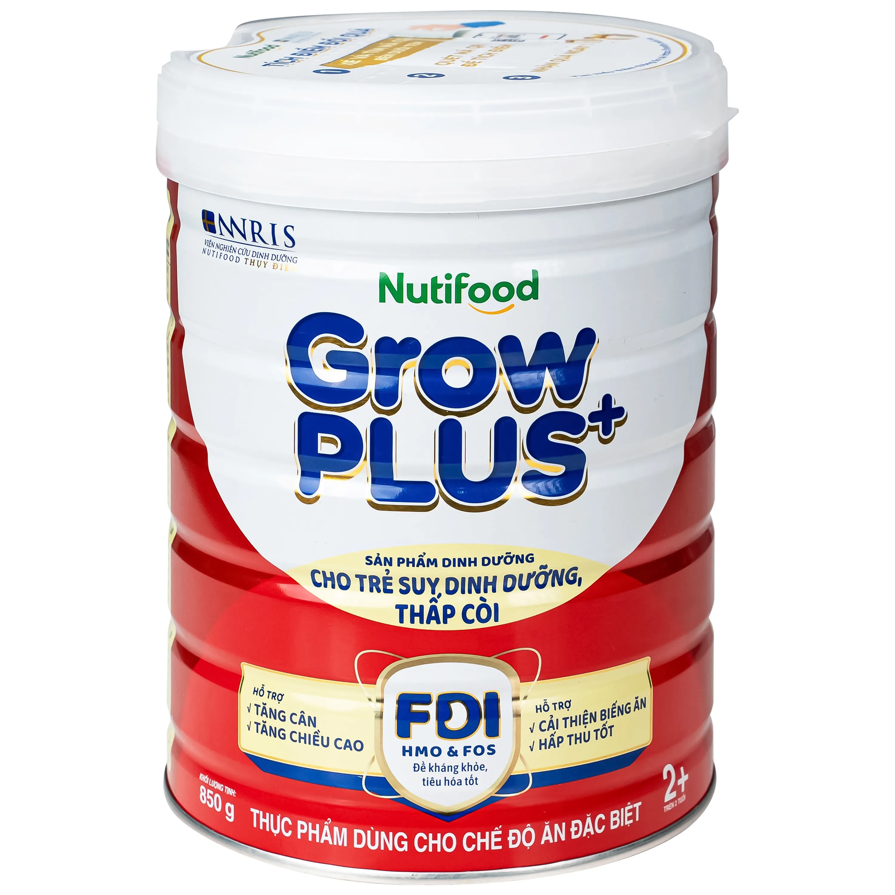 Hình ảnh Sữa cho trẻ suy dinh dưỡng, thấp còi (đỏ) Nutifood growplus+ 2+ (850g)