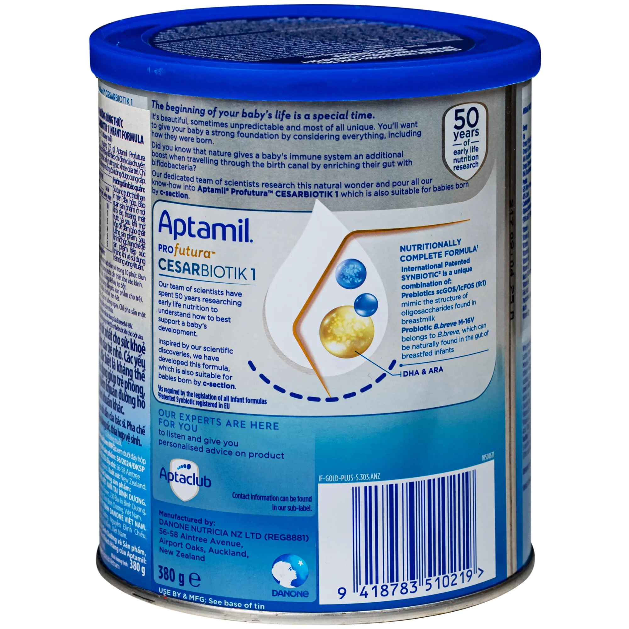 Hình ảnh Sữa dinh dưỡng công thức cho trẻ 0-12 tháng tuổi Aptamil Profutura Cesarbiotik 1 Infant Formula Danone (380g)